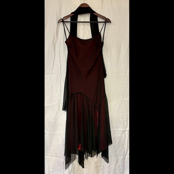 Black and Red Illusion Cocktail Dress - Picture 1 of 4